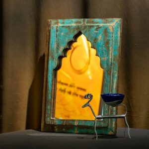 Antique-style wood and glass Aaeena heritage artifact