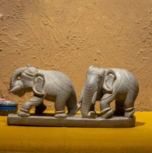 Devotional Stone Elephant Figurines