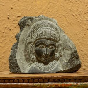 Green Stone Devi Face Carving 4 Inch