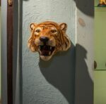 Handcrafted leather tiger head wall décor big size