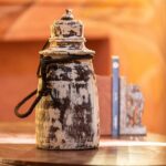 Handcrafted Painted Wooden Round Vase