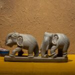 Indian Culture Stone Elephant Pair