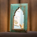 Small handcrafted wooden and glass Aaeena mirror