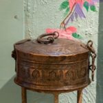 Traditional Indian Copper Masala Dabba Closeup